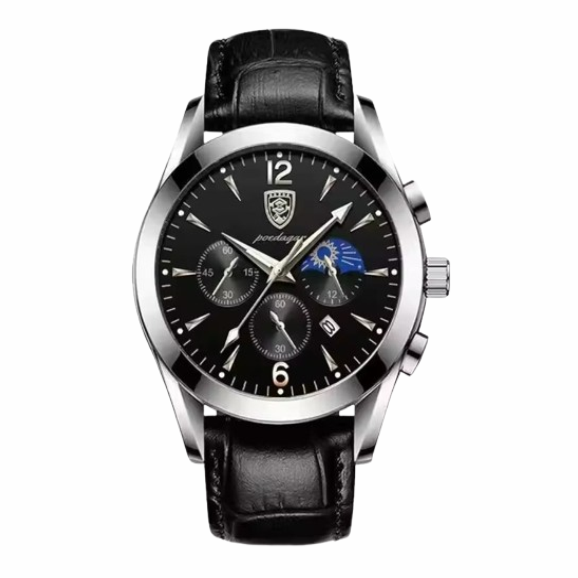 Poedagar ChronoElegance 829 - Couro Preto